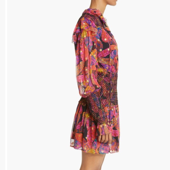 NWT $295 FARM RIO Heart Daisy Metallic Dot Long Sleeve Minidress in size Small! - Picture 4 of 8